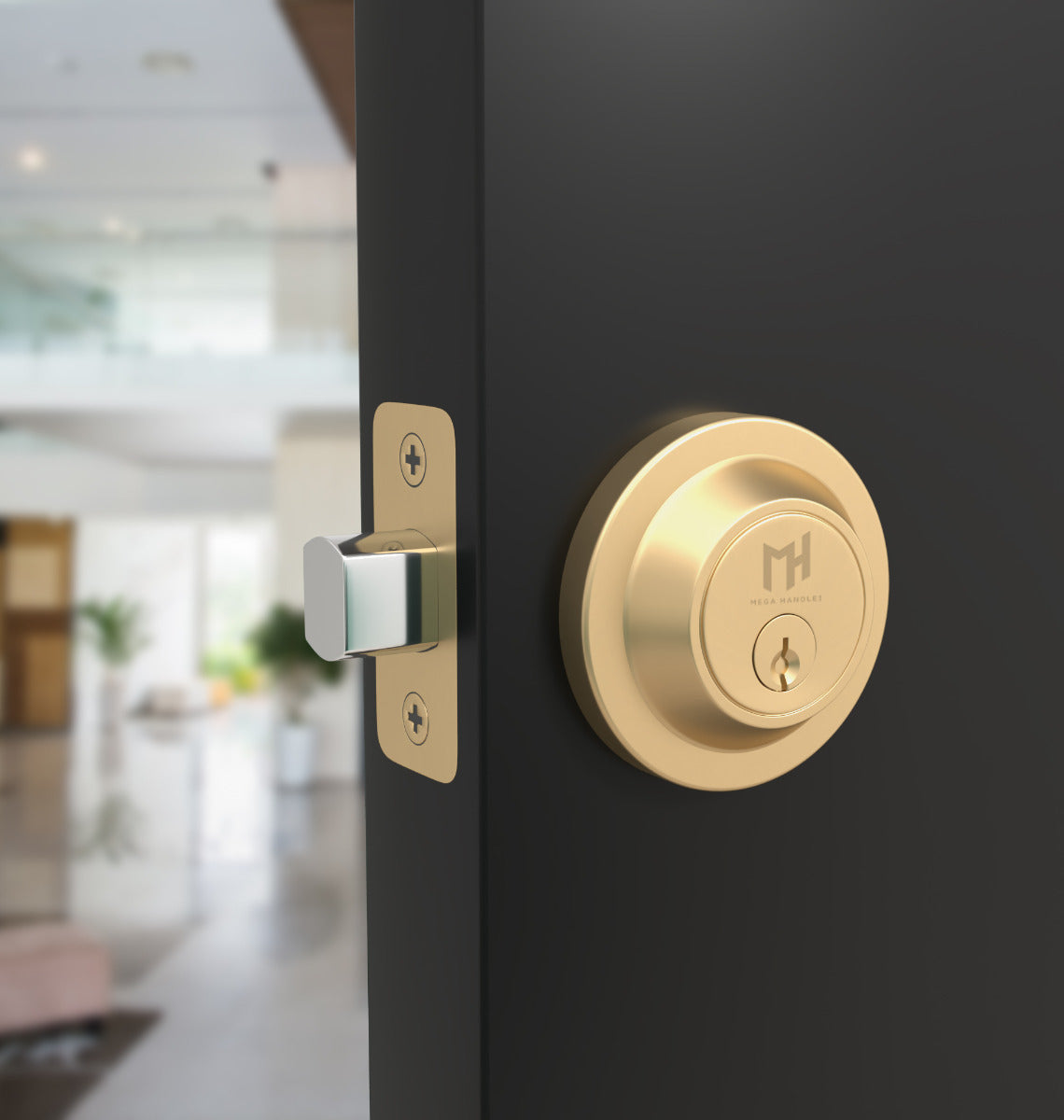 Mega Handles Raegen Deadbolt Satin Brass SB