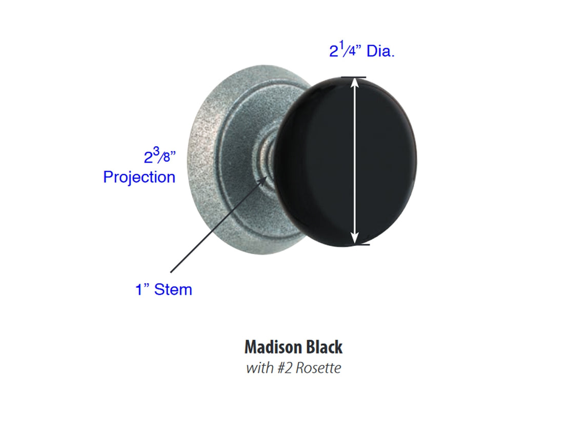 Emtek Madison Black Knob - Dimensions