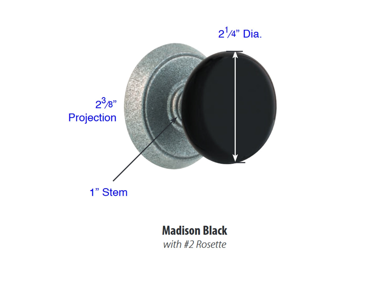 Emtek Madison Black Knob - Dimensions