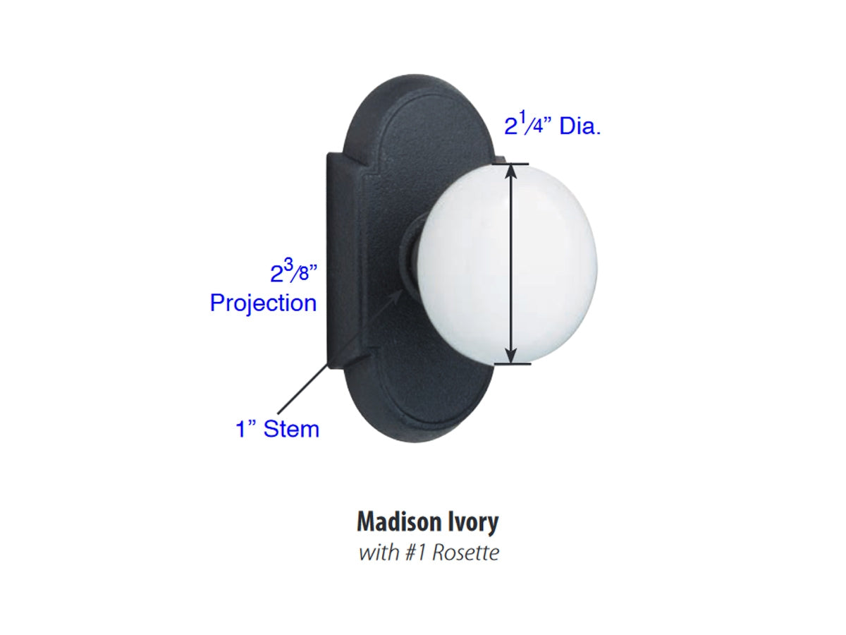 Emtek Madison Ivory Knob - Dimensions