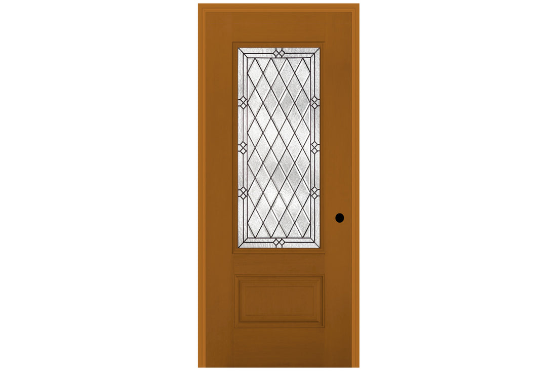 Masonite Belleville Fir Textured 1 Panel Hollister Door 3/4 Lite with Alston Glass