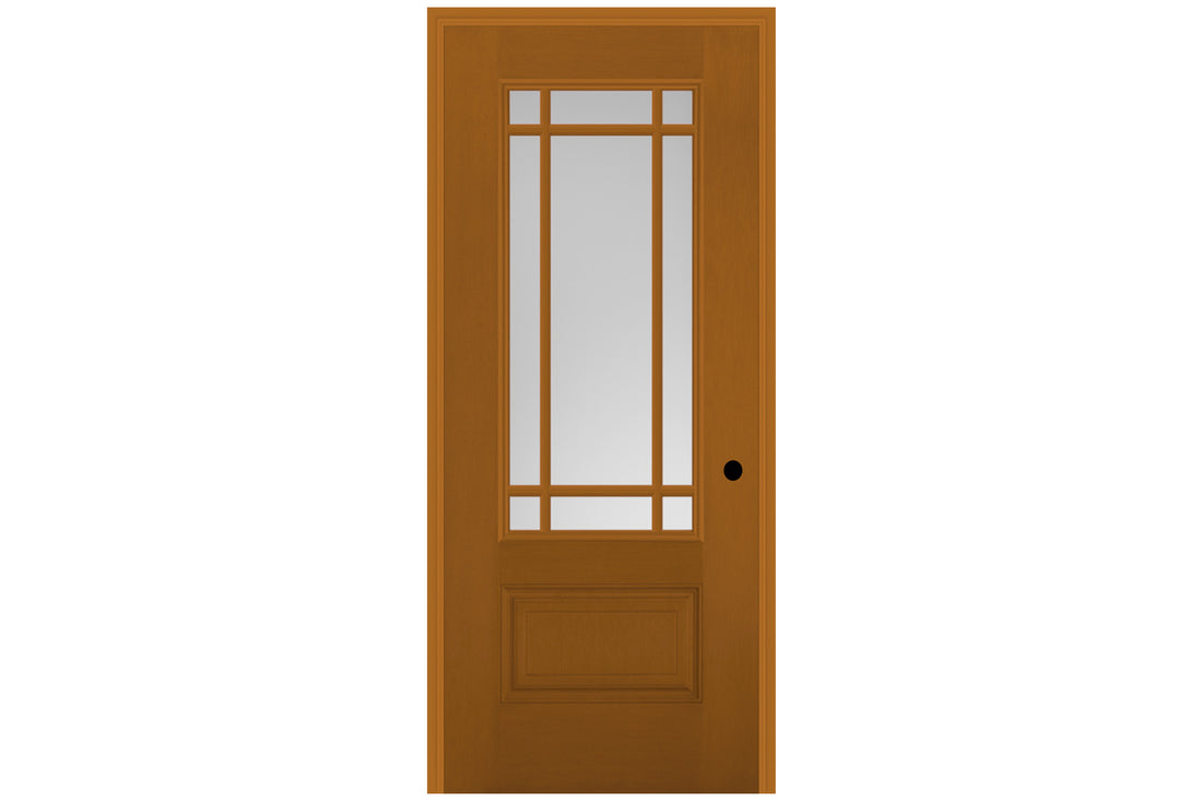 Masonite Belleville Fir Textured 1 Panel Hollister Door 9 Lite Prairie Simulated Divided Lite with Chord Glass