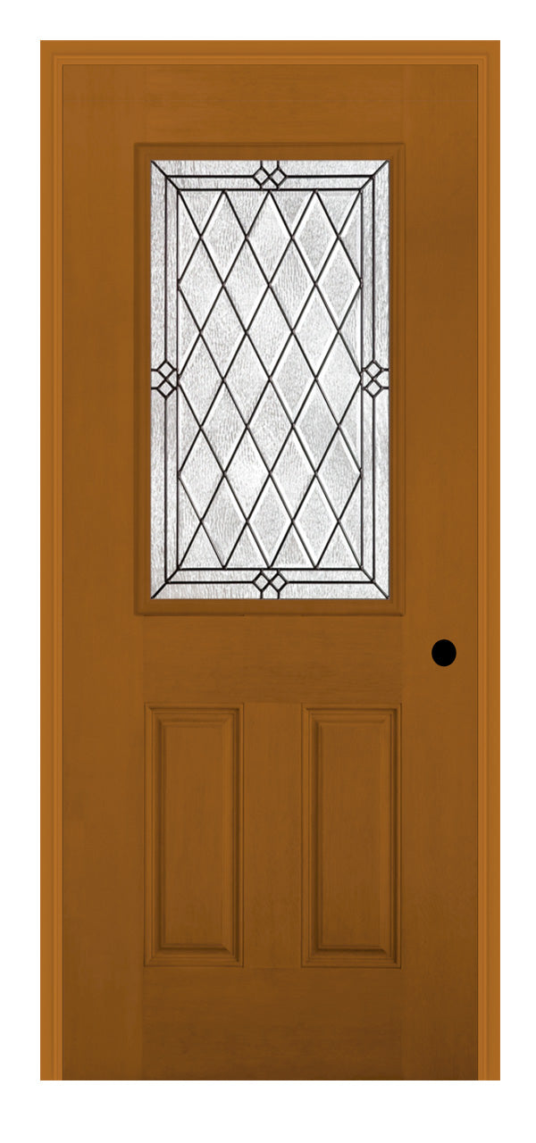 Masonite Belleville Fir Textured 2 Panel Door Half Lite with Alston Glass