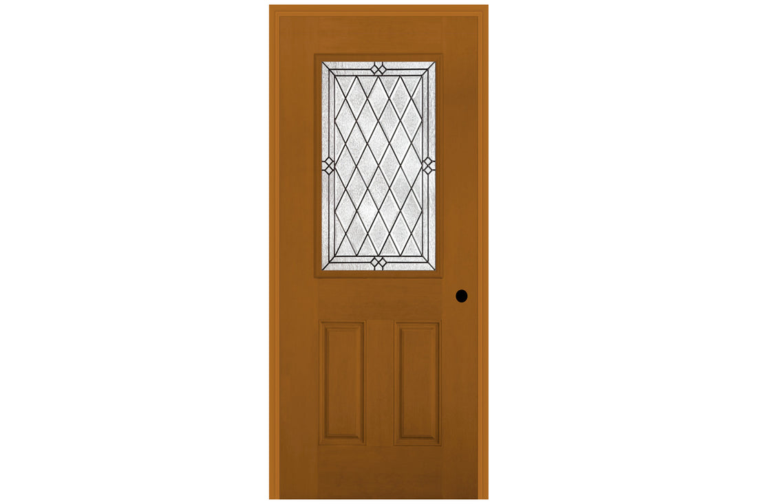 Masonite Belleville Fir Textured 2 Panel Door Half Lite with Alston Glass