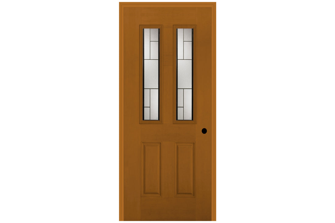Masonite Belleville Fir Textured Door 2 Panel Twin Lite with Cuzco with Antique Black Caming