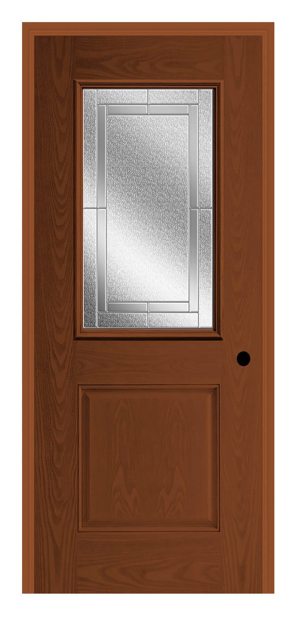 Masonite Belleville Oak Textured 1 Panel Door Half Lite with Focus Glass