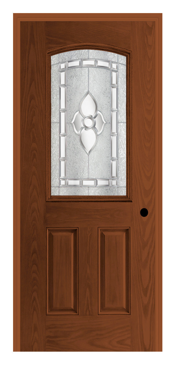 Masonite Belleville Oak Textured 2 Panel Door Half Lite Camber Top with Georgian Glass