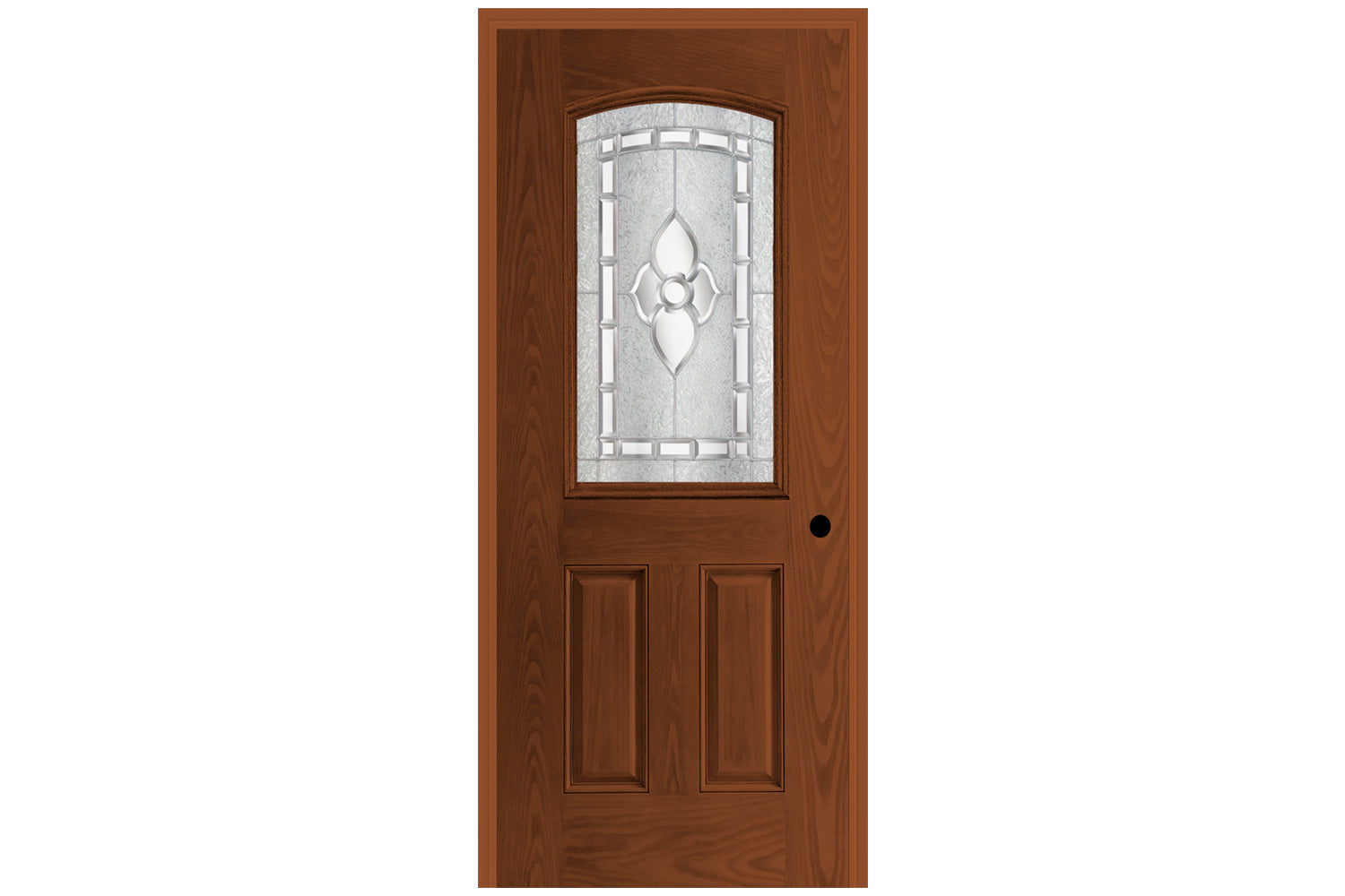 Masonite Belleville Oak Textured 2 Panel Door Half Lite Camber Top with Georgian Glass