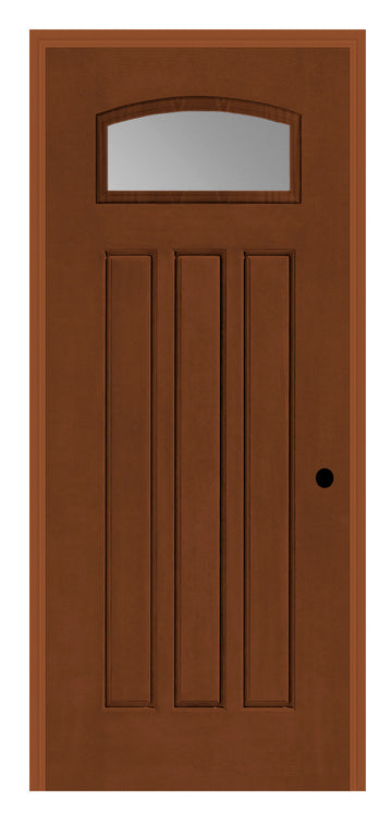 Masonite Belleville Oak Textured 3 Panel Door Camber Fan with Clear Glass