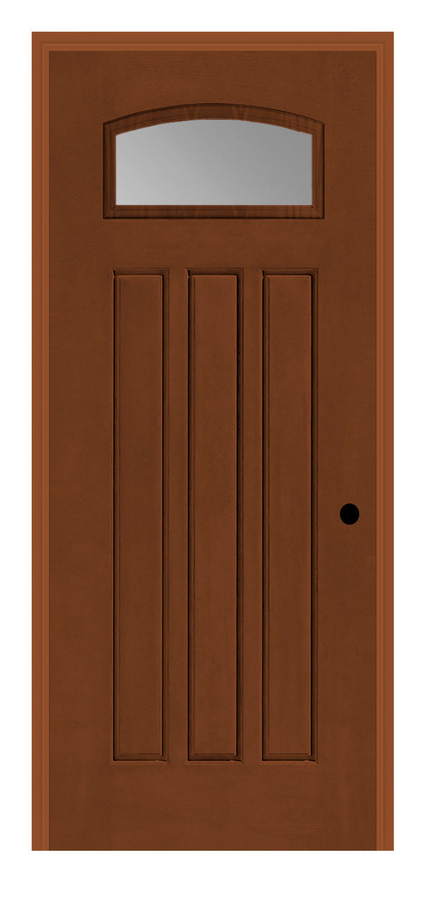 Masonite Belleville Oak Textured 3 Panel Door Camber Fan with Clear Glass