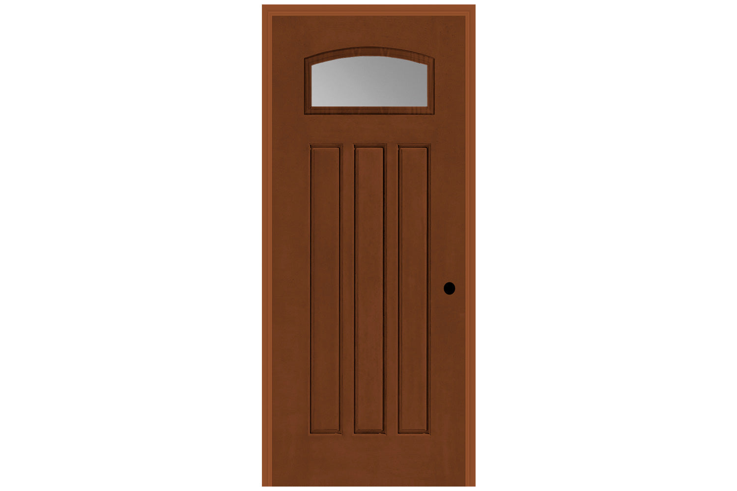 Masonite Belleville Oak Textured 3 Panel Door Camber Fan with Clear Glass