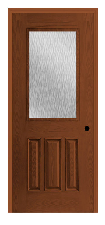 Masonite Belleville Oak Textured 3 Panel Door Half Lite with Double Water Glass