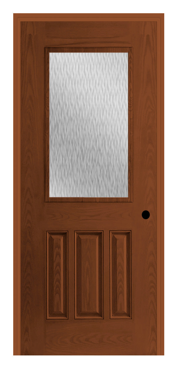 Masonite Belleville Oak Textured 3 Panel Door Half Lite with Double Water Glass