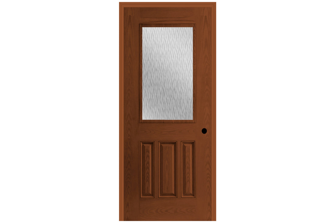 Masonite Belleville Oak Textured 3 Panel Door Half Lite with Double Water Glass