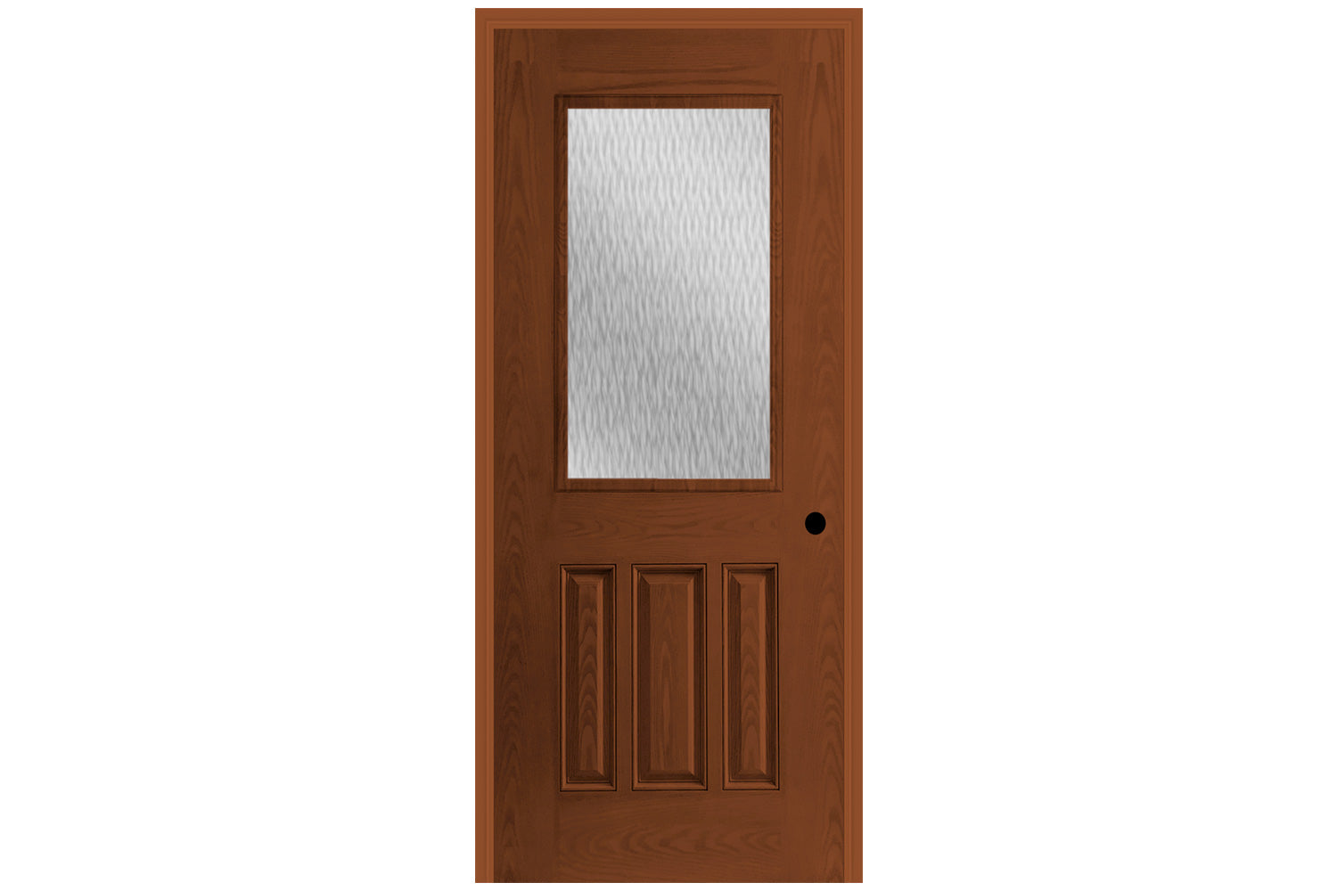 Masonite Belleville Oak Textured 3 Panel Door Half Lite with Double Water Glass