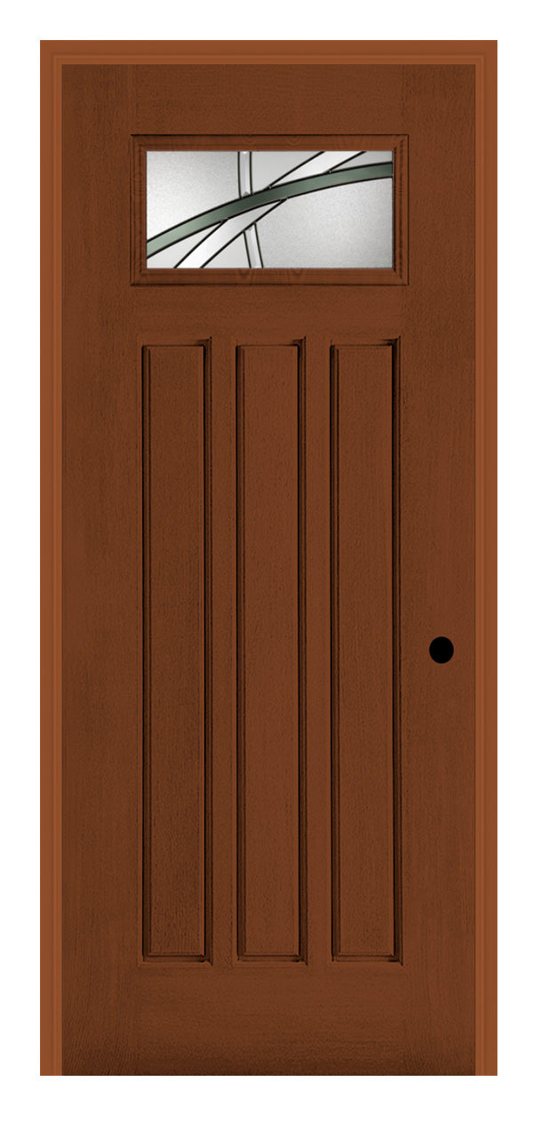 Masonite Belleville Oak Textured 3 Panel Door Rectangle Lite with Kordella Glass