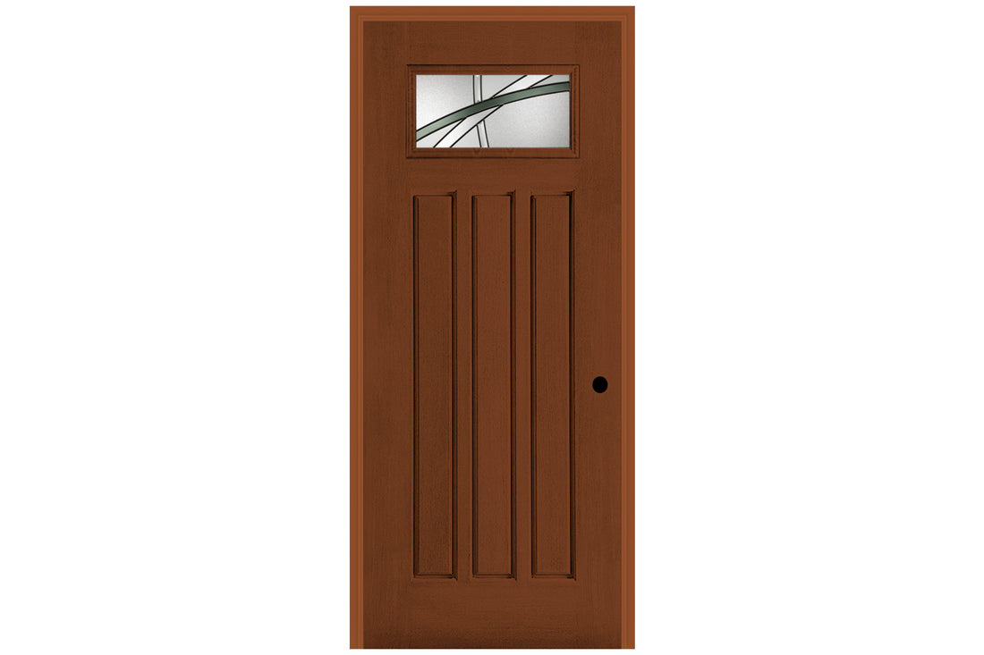 Masonite Belleville Oak Textured 3 Panel Door Rectangle Lite with Kordella Glass