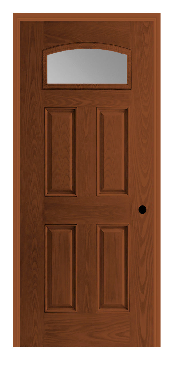 Masonite Belleville Oak Textured 4 Panel Door Camber Fan with Clear Low-E Glass