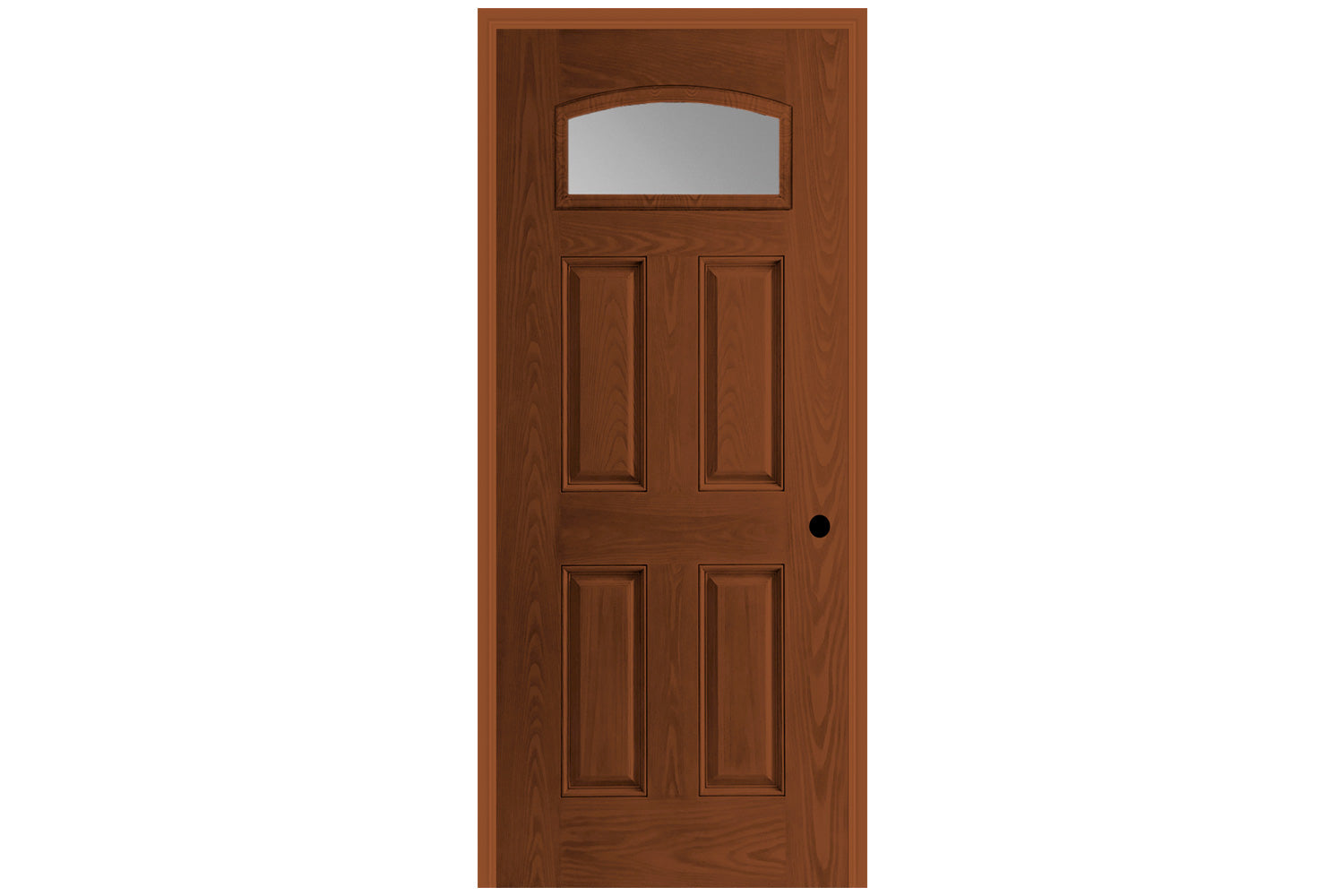Masonite Belleville Oak Textured 4 Panel Door Camber Fan with Clear Low-E Glass