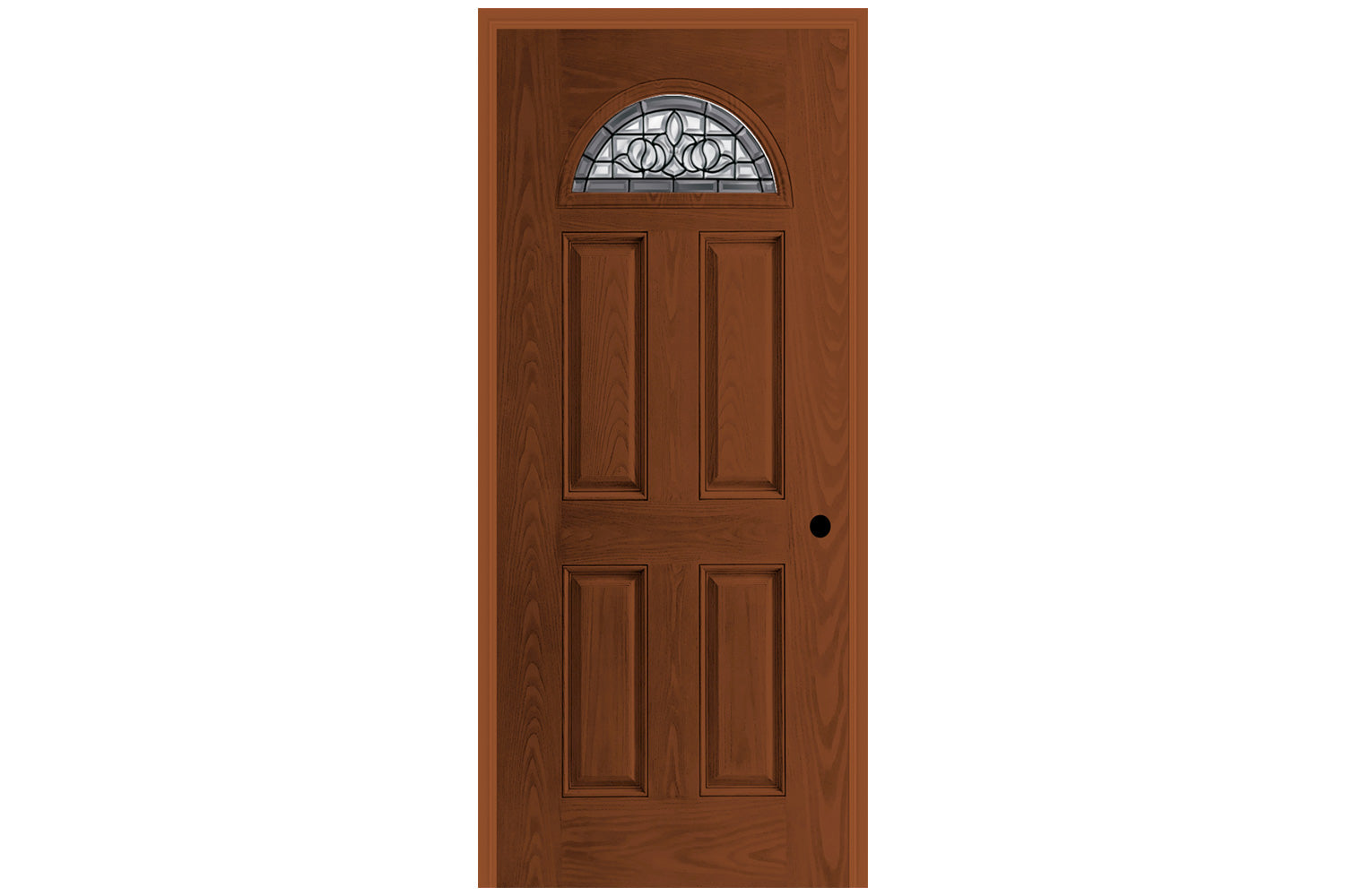 Masonite Belleville Oak Textured 4 Panel Door Fan Lite with Madrid Glass