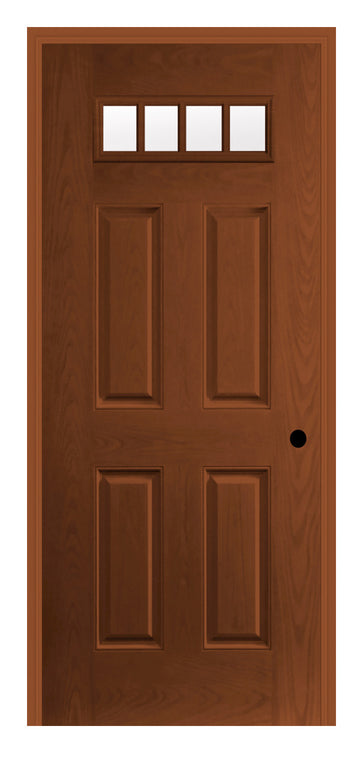Masonite Belleville Oak Textured 4 Panel Door Rectangle 4 Lite External Grille with Clear Glass