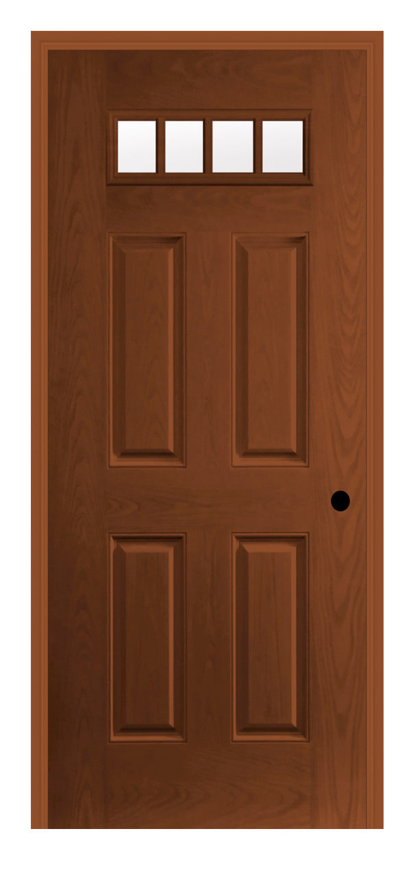 Masonite Belleville Oak Textured 4 Panel Door Rectangle 4 Lite External Grille with Clear Glass
