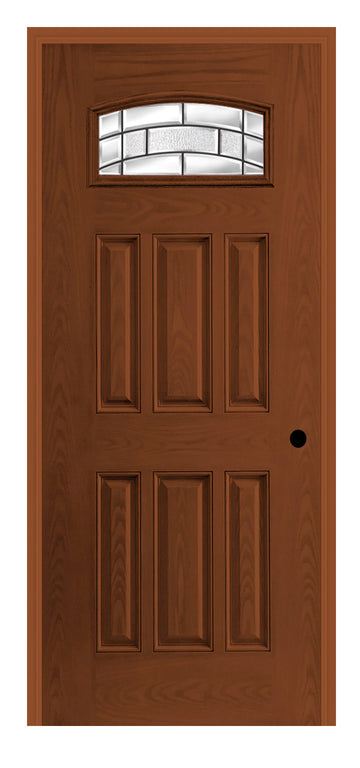 Masonite Belleville Oak Textured 6 Panel Door Camber Fan with Element Glass