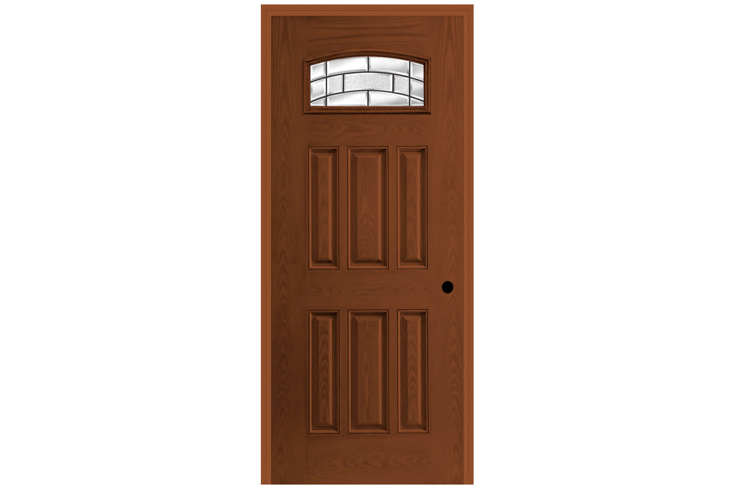 Masonite Belleville Oak Textured 6 Panel Door Camber Fan with Element Glass