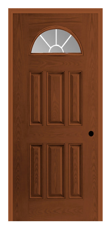 Masonite Belleville Oak Textured 6 Panel Door Fan 5 Lite External Grille with Clear Glass