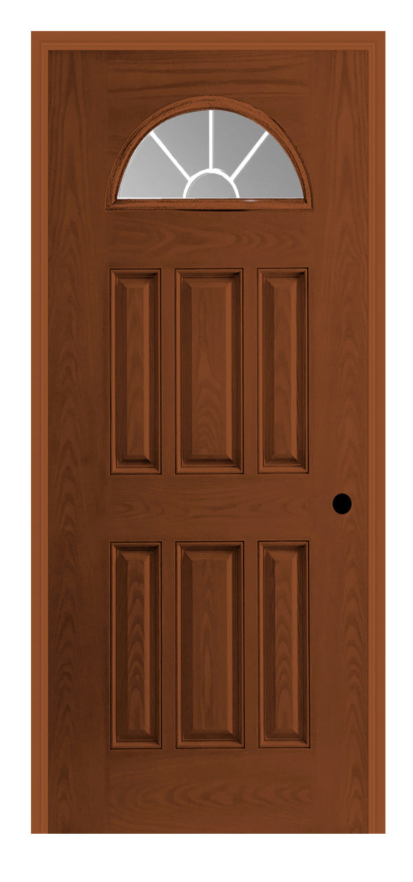 Masonite Belleville Oak Textured 6 Panel Door Fan 5 Lite External Grille with Clear Glass