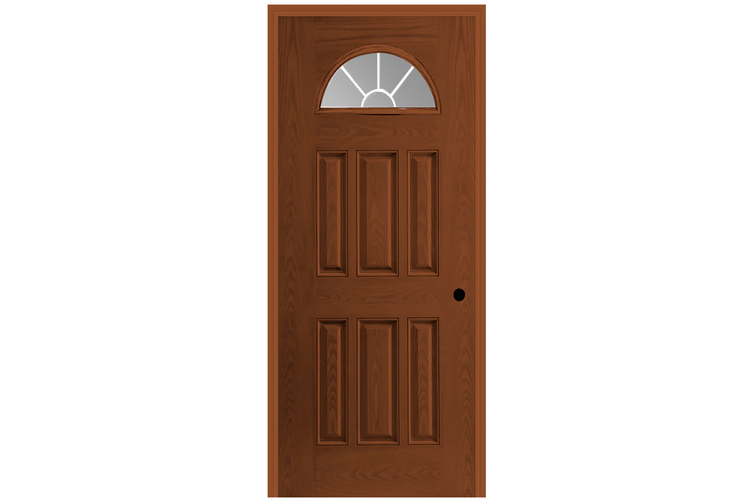 Masonite Belleville Oak Textured 6 Panel Door Fan 5 Lite External Grille with Clear Glass