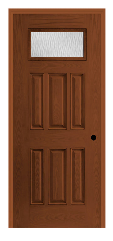 Masonite Belleville Oak Textured 6 Panel Door Rectangle Lite with Double Water Glass