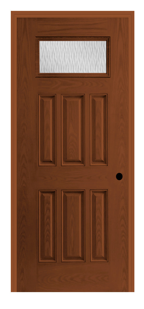 Masonite Belleville Oak Textured 6 Panel Door Rectangle Lite with Double Water Glass