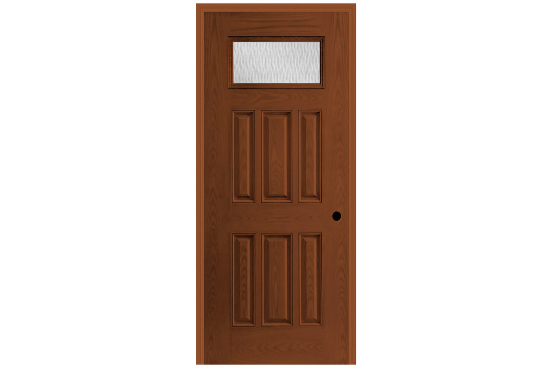 Masonite Belleville Oak Textured 6 Panel Door Rectangle Lite with Double Water Glass