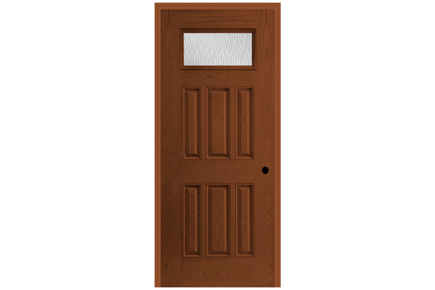 Masonite Belleville Oak Textured 6 Panel Door Rectangle Lite with Double Water Glass