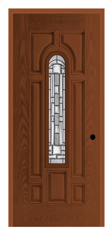 Masonite Belleville Oak Textured 7 Panel Center Arch Lite Door with Naples Glass