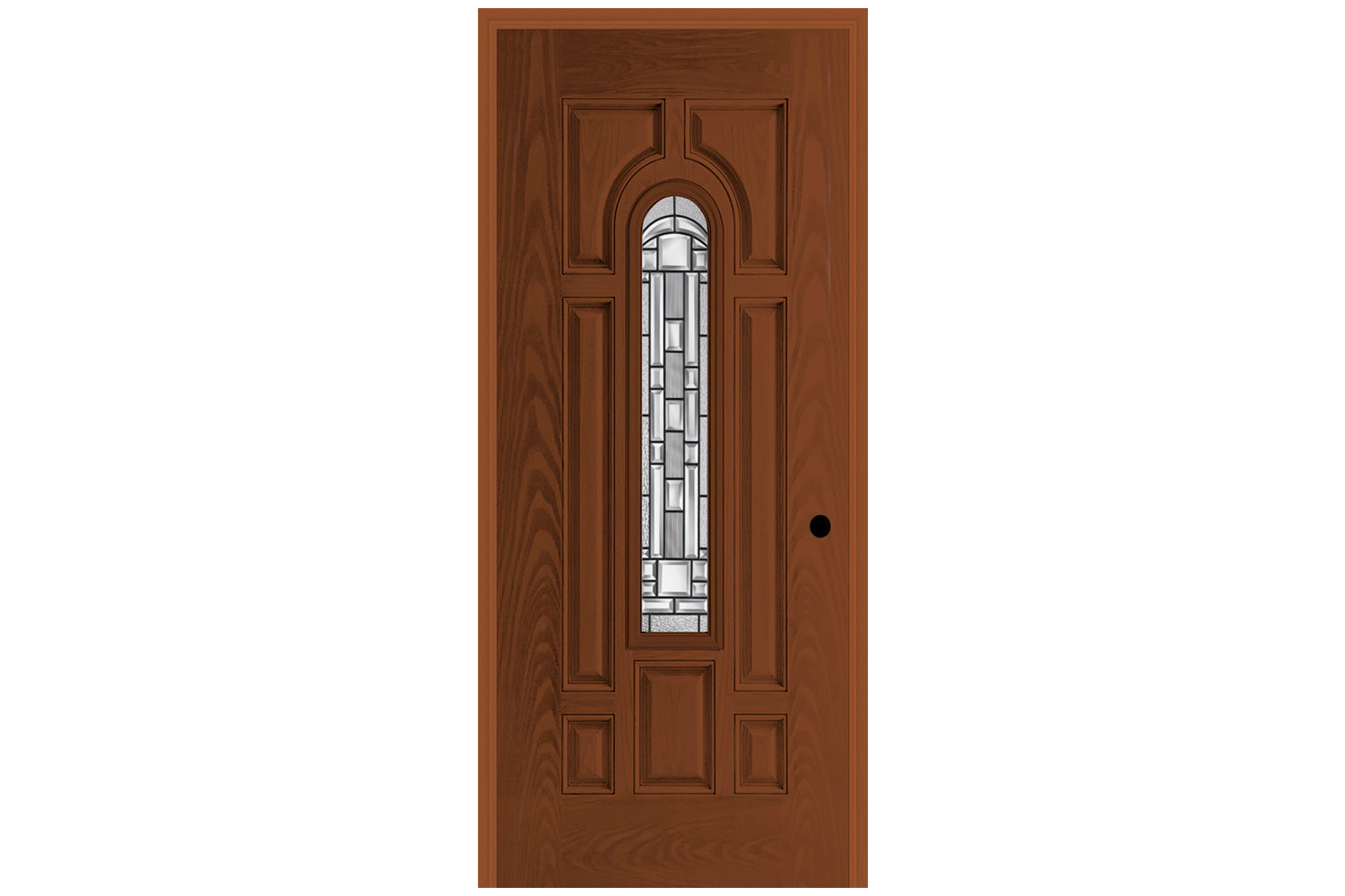Masonite Belleville Oak Textured 7 Panel Center Arch Lite Door with Naples Glass
