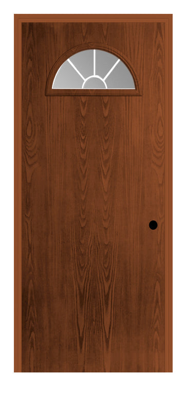Masonite Belleville Oak Textured Flush Door Fan 5 Lite External Grille with Clear Glass