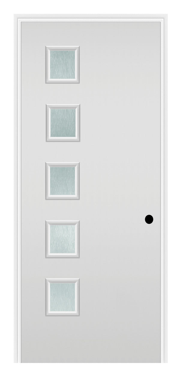 Masonite Belleville Smooth 5 Square Lite Left Side Door with Chord Glass