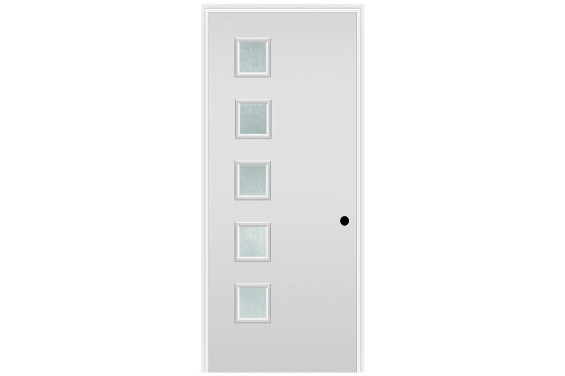 Masonite Belleville Smooth 5 Square Lite Left Side Door with Chord Glass