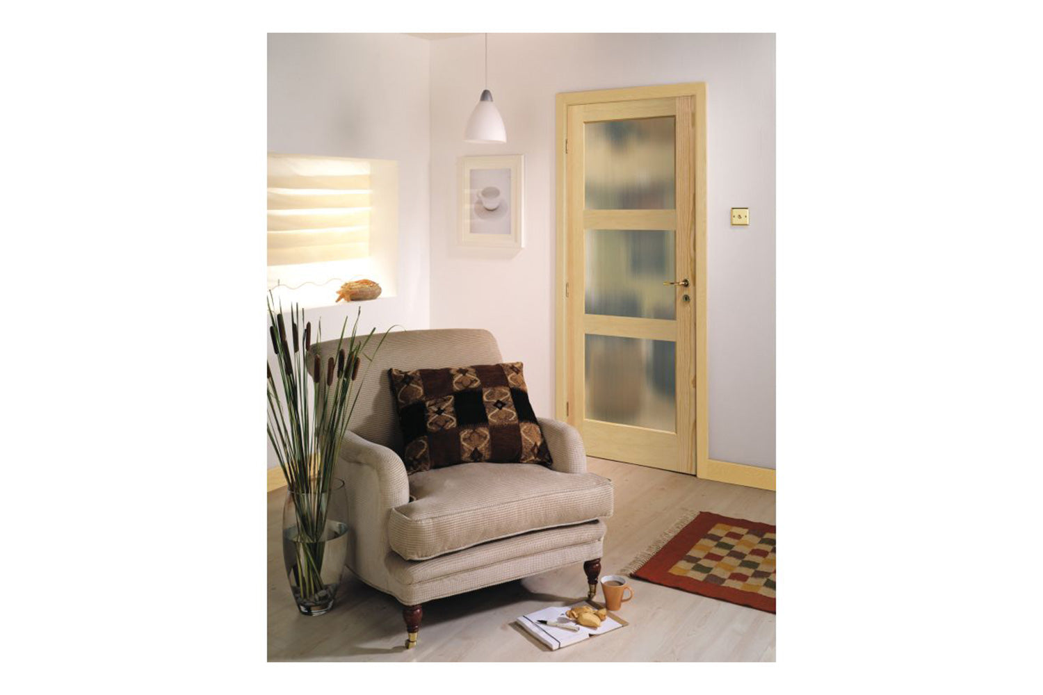 Masonite 3-Lite Equal Frit 1-3/8" Primed French Interior Door