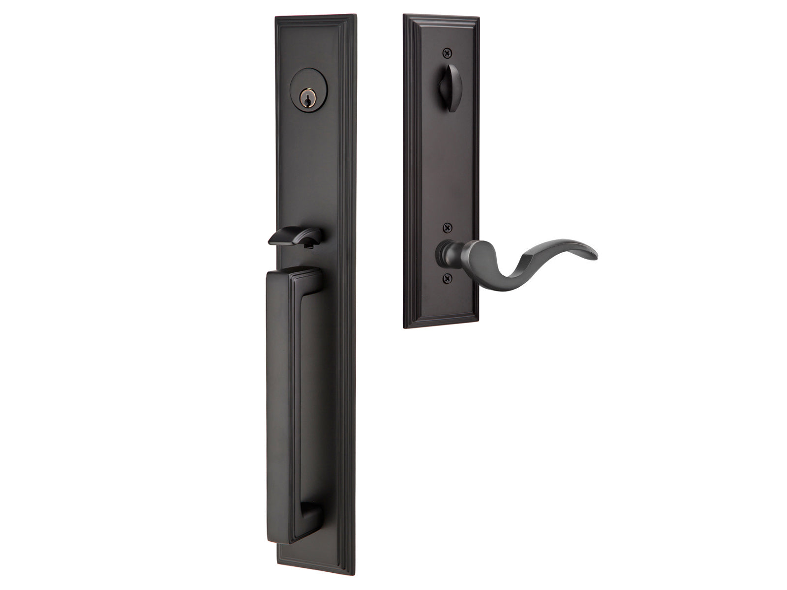 Emtek Melrose Tubular Entry Handleset Flat Black US19