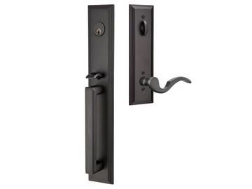 Emtek Melrose Tubular Entry Handleset Flat Black US19