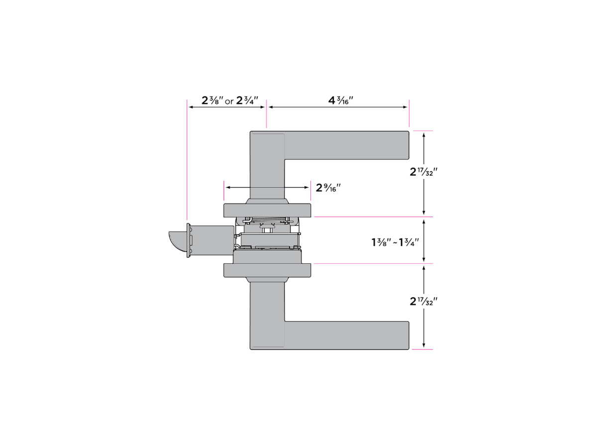Sure-Loc Mesa Round Interior Door Lever - Dimensions