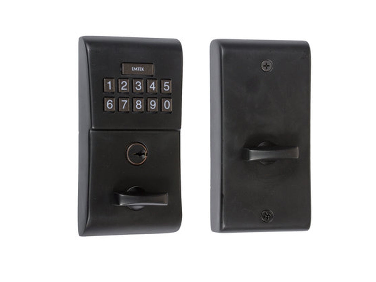 Emtek Modern Brass Keypad Deadbolt Flat Black US19