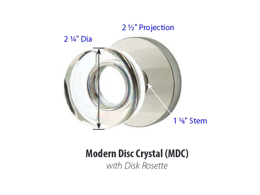 Emtek Modern Disk Crystal Knob - Dimensions