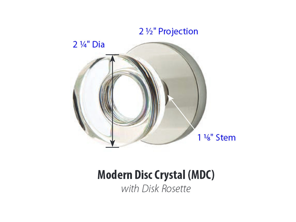 Emtek Modern Disk Crystal Knob - Dimensions