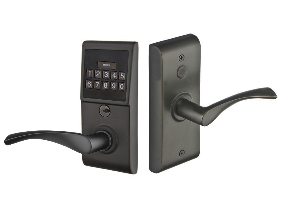 Emtek Modern Brass Keypad Leverset Flat Black US19