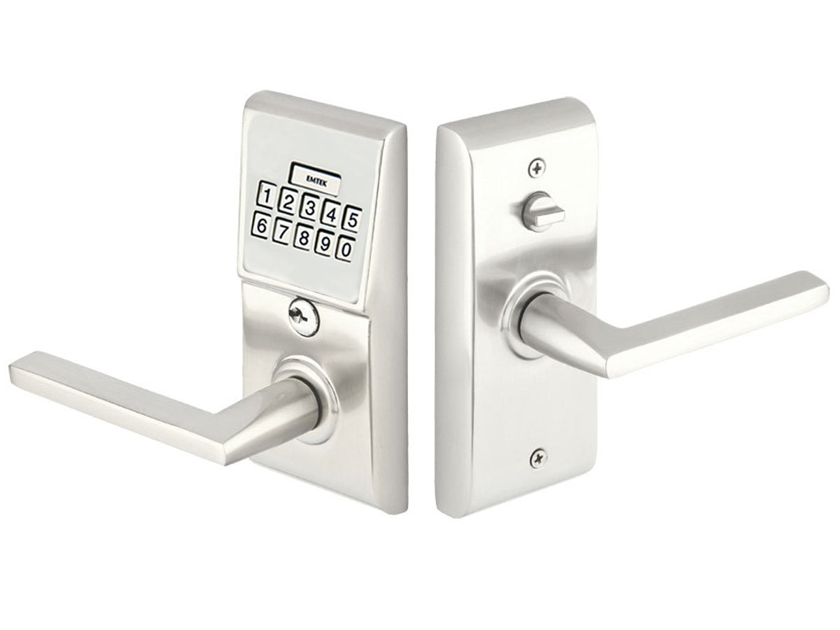 Emtek Modern Brass Keypad Leverset Polished Chrome US26
