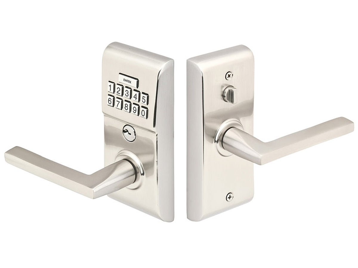 Emtek Modern Brass Keypad Leverset Satin Nickel US15